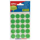 Apli ronde etiketten in etui diameter 19 mm, groen, 100 stuks, 20 per blad (2066)