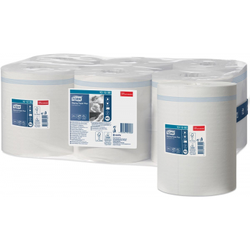 Tork Advanced Wiping Plus poetspapier, centerfeed, 2-laags, systeem M2, wit, pak van 6 rollen