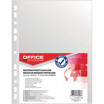 OFFICE products geperforeerde showtas, ft A4, 55 micron, glashelder, pak van 100 stuks