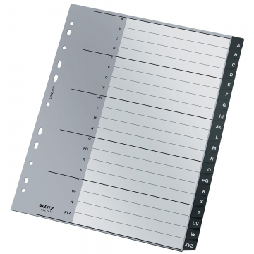 Leitz Recycle tabbladen, ft A4, 11-gaatsperforatie, PP, zwart, A-Z, internationaal