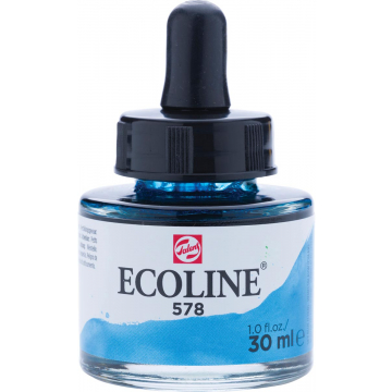 Talens Ecoline waterverf flacon van 30 ml, hemelsblauw (cyaan)