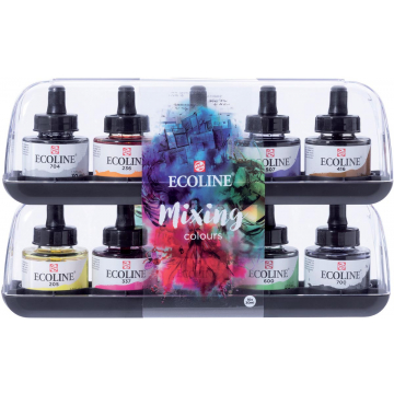 Talens Ecoline waterverf flacon van 30 ml, set van 10 flacons in geassorteerde kleuren