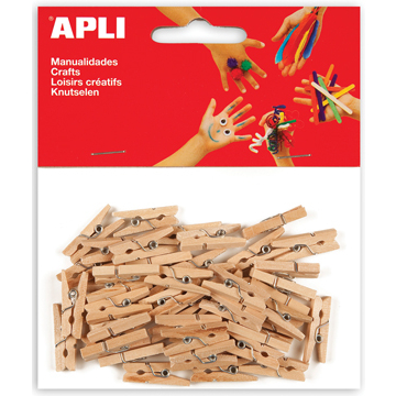 Apli houten mini wasknijpers, blister met 45 stuks