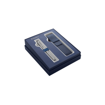 Cadeauset Waterman vulpen HÃÂ©misphÃÂ¨re Steel CT M met pennenetui