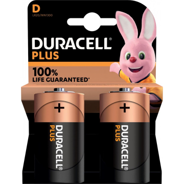 Duracell batterij Plus Power D, blister van 2 stuks