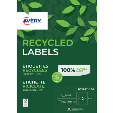 Etiket Avery LR7168-100 199.6x143.5mm recycled wit 200 stuks