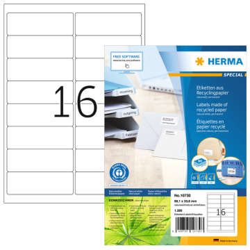 Etiket HERMA recycling 10730 99.1x33.8mm wit 1280 stuks
