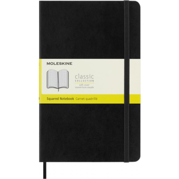 Notitieboek Moleskine large 130x210mm ruit 5x5mm soft cover zwart