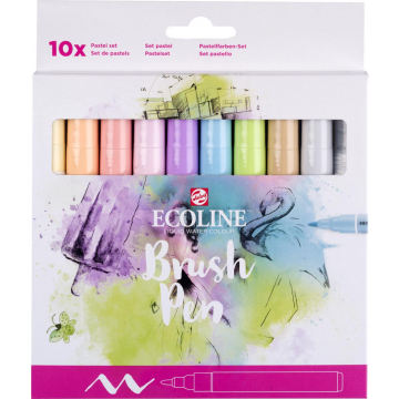 Talens Ecoline Brush pen, etui van 10 stuks in pastelkleuren