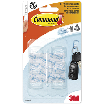 Command decohaak, small, draagvermogen 225 gram, transparant, blister van 6 stuks