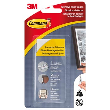 Command fotolijststrip, small, draagvermogen 5,4 kg, wit, blister van 4 stuks