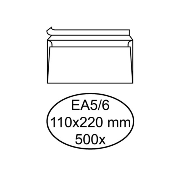 Envelop Hermes bank EA5/6 110x220mm zelfklevend wit 500 stuks