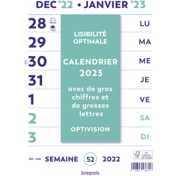 Brepols Optivision Wand-week kalender, franstalig, 2023
