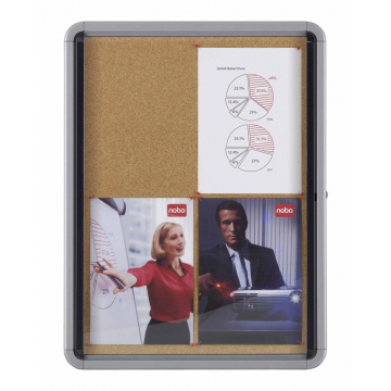 Nobo binnenvitrine met draaideur, kurk, ft 6 x A4