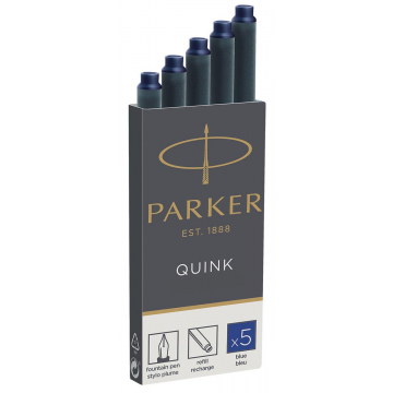 Parker Quink inktpatronen permanent blauw, doos met 5 stuks