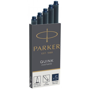 Parker Quink inktpatronen blauw-zwart, doos met 5 stuks