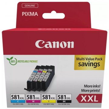 Canon inktcartridge CLI-581 XXL, 282 - 858 foto's, OEM 1998C007, 4 kleuren