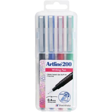 Artline 200 fineliner, etui van 4 stuks, assorti