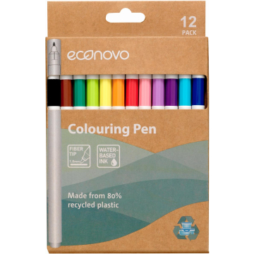Econovo viltstiften, set van 12 stuks, geassorteerde kleuren