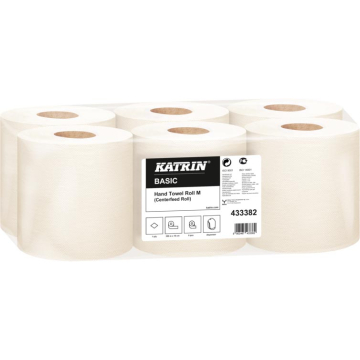 Katrin papieren handdoeken, 1-laags, pak van 6 rollen