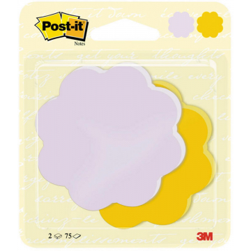 Post-it Notes, gestanst in bloemvorm, 72,5 mm x 72,5 mm, 2 x 75 vellen