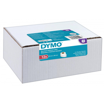 Dymo etiketten LabelWriter ft 89 x 28 mm, wit, doos van 12 x 130 etiketten