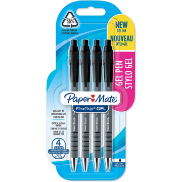 Paper Mate balpen Flexgrip Gel, blister van 4 stuks, zwart