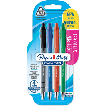 Paper Mate balpen Flexgrip Gel, blister van 4 geassorteerde stuks