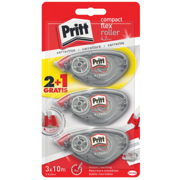 Pritt correctieroller Compact Flex 4,2 mm x 10 m, blister 2 + 1 gratis