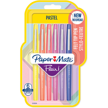 Flair Pastel fineliner, 6 stuks, assorti
