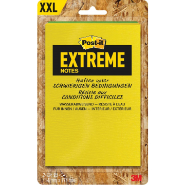 Post-it® Extreme Notes, ft 114 x 171 mm, 2 blokken van 25 blaadjes, geassorteerde kleuren
