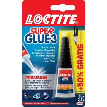 Loctite Secondelijm Super Glue Precision, 5 g + 50 % gratis, op blister