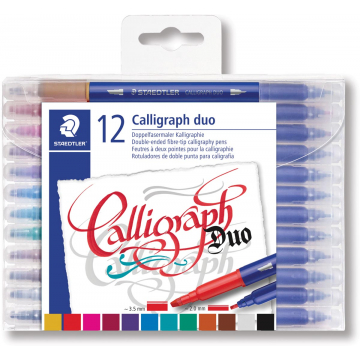 Staedtler kalligrafiepen Calligraph duo, doos van 12 stuks in geassorteerde kleuren