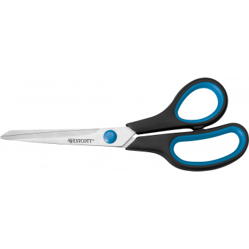 Schaar Softgrip 20,4 cm, asymmetrische ogen, blauw/zwart