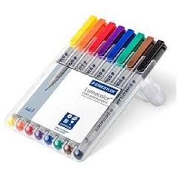 Staedtler OHP-marker Lumocolor non-permanent, fijn 0,6 mm, doos van 8 stuks in geassorteerde kleuren