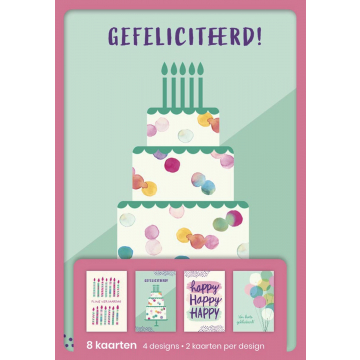 hallmark wenskaarten, gefeliciteerd, blister van 8 stuks