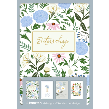 hallmark wenskaarten, beterschap, blister van 8 stuks