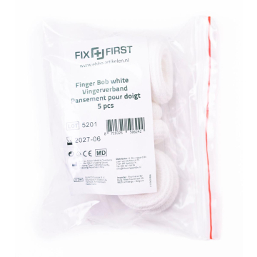 Fixfirst vingerbobs, textiel, wit, pak van 5 stuks