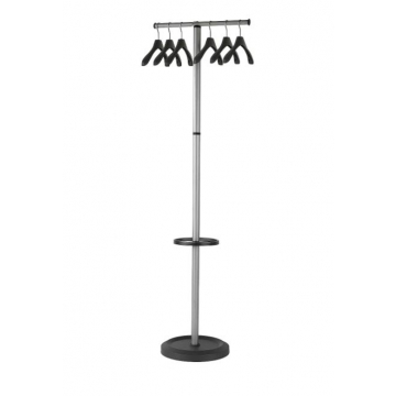 Kapstok vloerstandaard, met 6 zwarte kledinghangers
