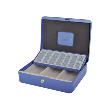 Geldkist Pavo met muntsorteerbak 300x240x90mm blauw