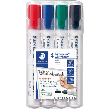 Staedtler Lumocolor whiteboardmarker etui van 4 stuks in geassorteerde kleuren