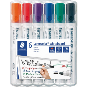 Staedtler Lumocolor whiteboardmarker etui van 6 stuks in geassorteerde kleuren