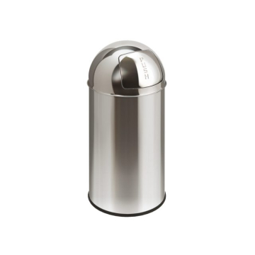 Afvalbak Pushcan met pushdeksel 40liter zilver