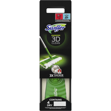 Swiffer vloerreiniger 3D Clean starterkit, met 4 droge en 2 vochtige stofdoekjes
