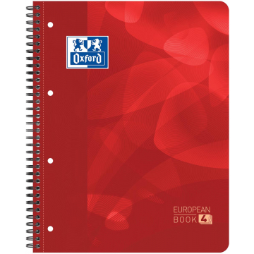 Oxford projectbook, ft A4+, geruit 5 mm, 4 gaatsperforatie, 120 vel, rood