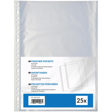 Geperforeerde showtas ft A4, 23-gaatsperforatie, uit PP 80 g/m², pak van 25 stuks