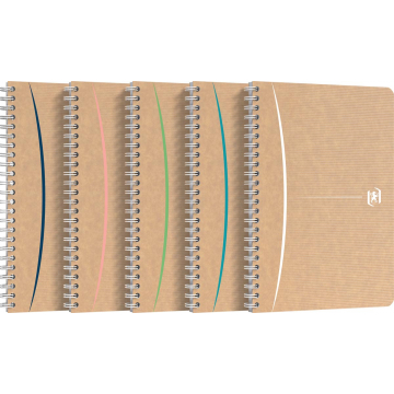 Oxford Touareg spiraalblok karton, 180 bladzijden, ft A5, geruit 5 mm, geassorteerde kleuren