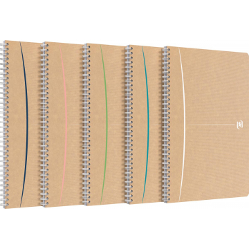 Oxford Touareg spiraalblok karton, 180 bladzijden, ft A4, geruit 5 mm, geassorteerde kleuren