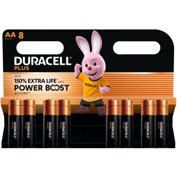 Duracell batterij Plus 100% AA, blister van 8 stuks