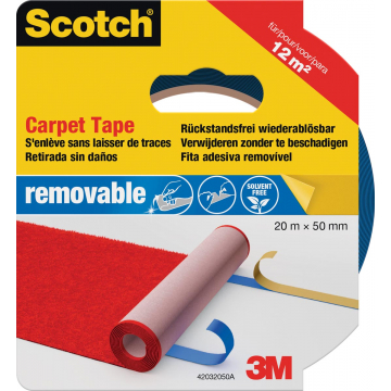 Scotch tapijttape, verwijderbaar, 55mm, rol van 20 m